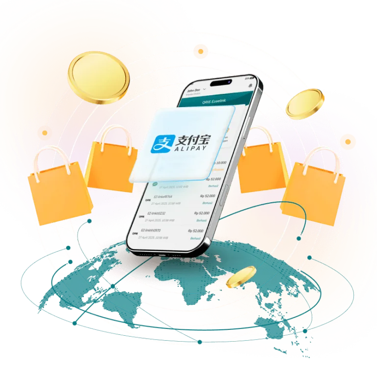 Ilustrasi Alipay Ezeelink untuk menerima pembayaran pelanggan global