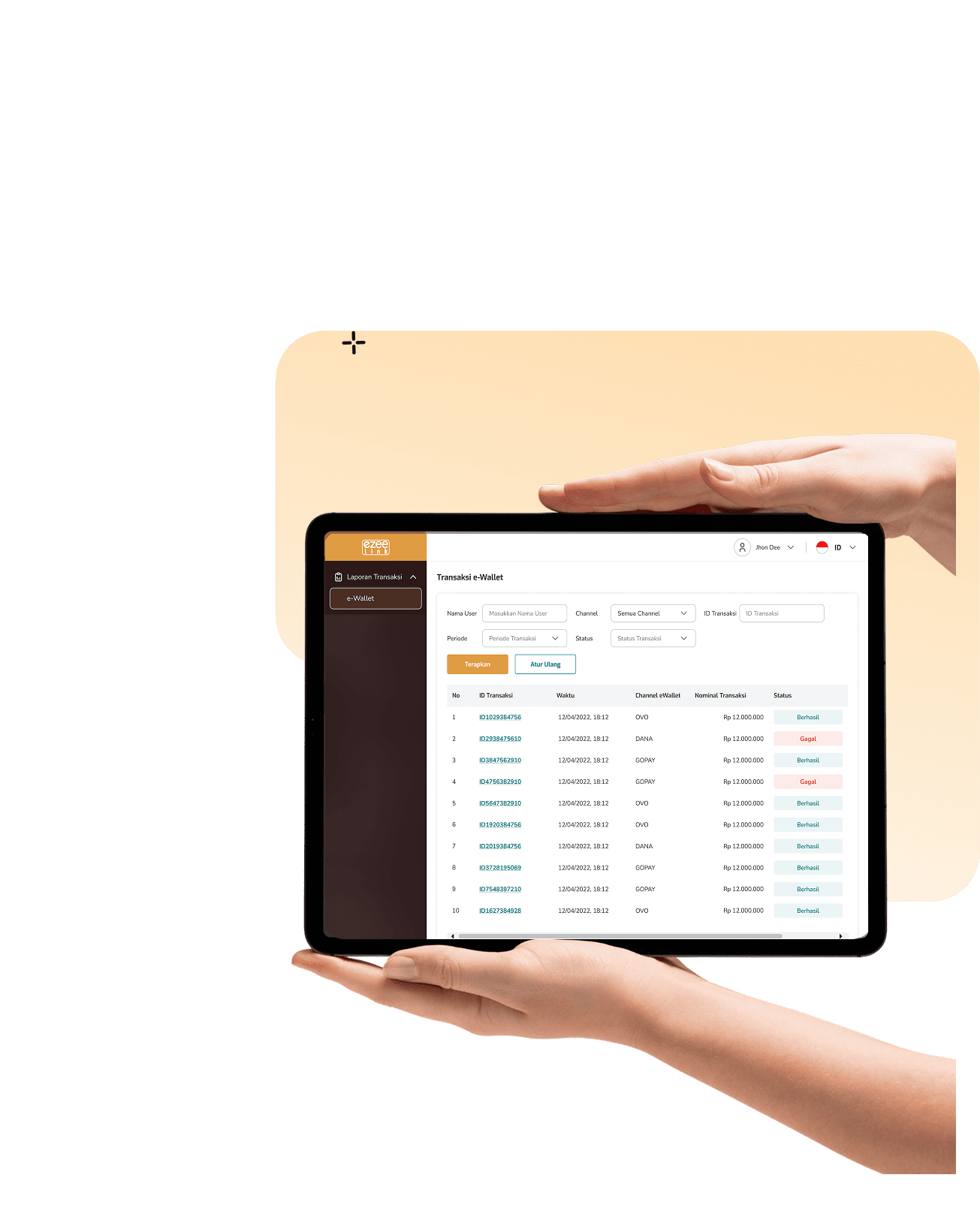 Dashboard performa Payment Collection Ezeelink untuk memantau transaksi