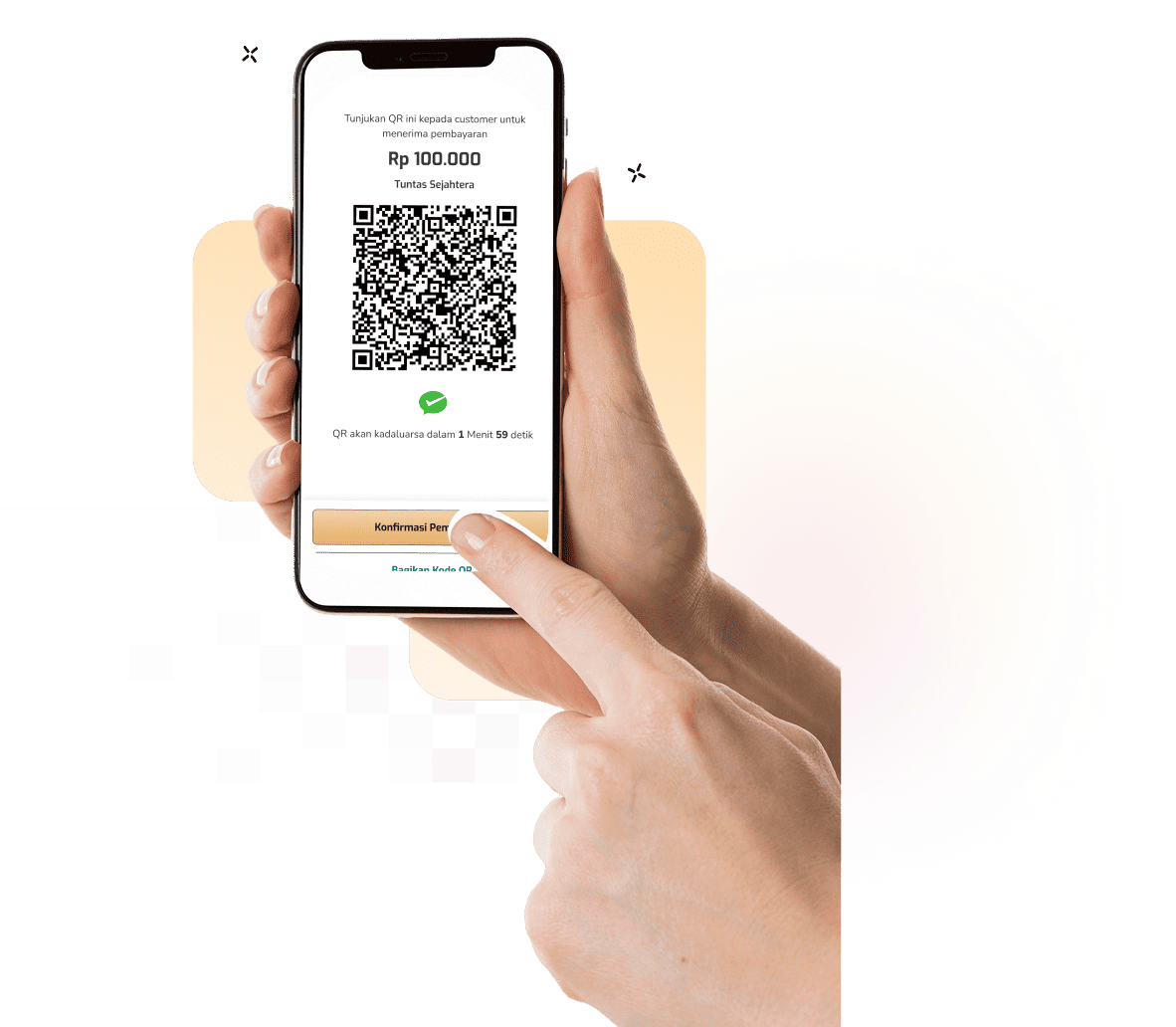Tampilan aplikasi merchant untuk memantau transaksi WeChat Pay Ezeelink