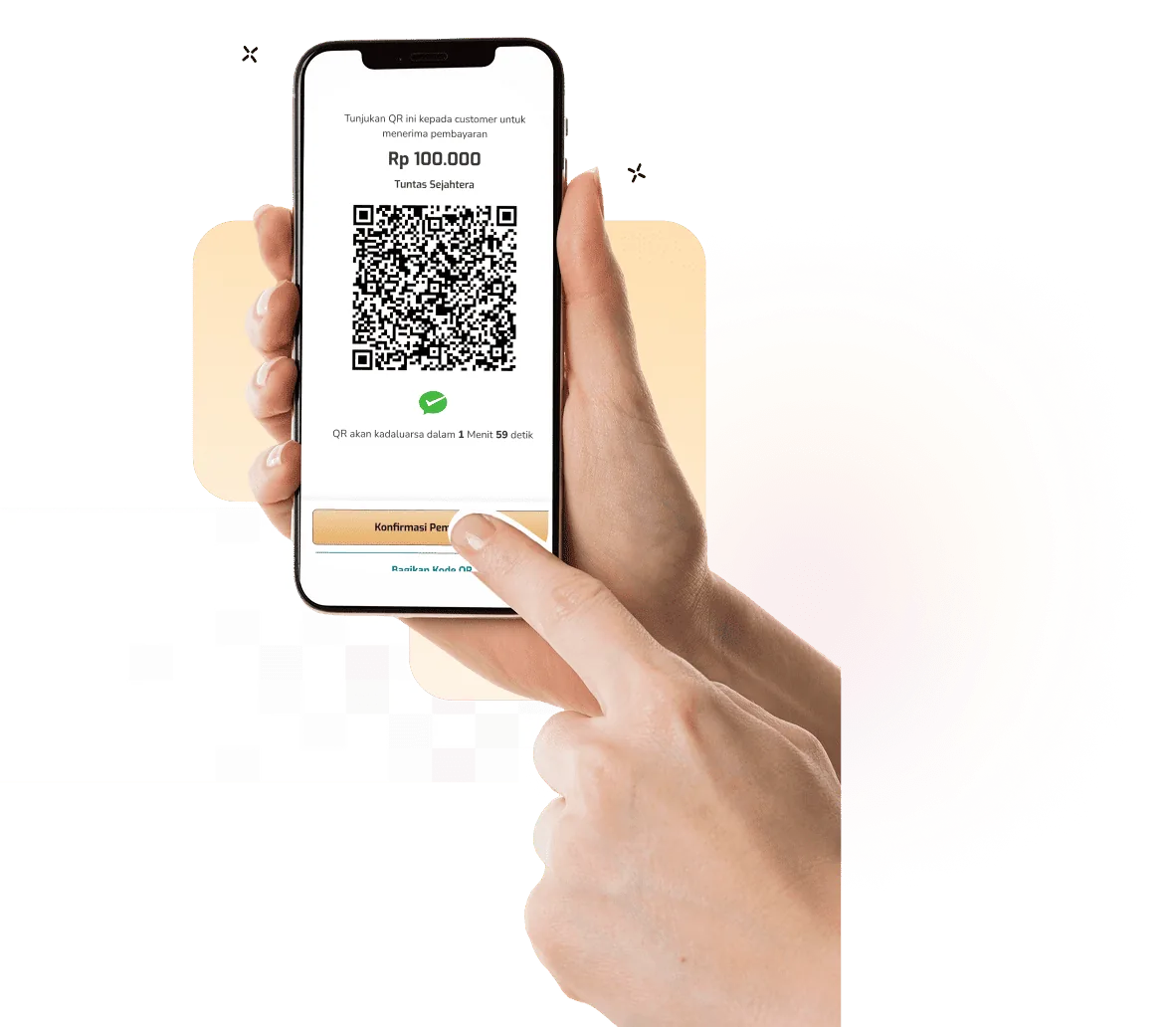 Tampilan aplikasi merchant untuk memantau transaksi WeChat Pay Ezeelink