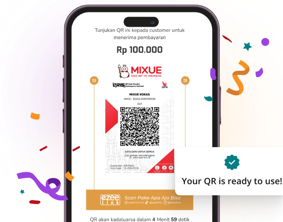 Contoh QRIS Ezeelink siap digunakan untuk pembayaran merchant