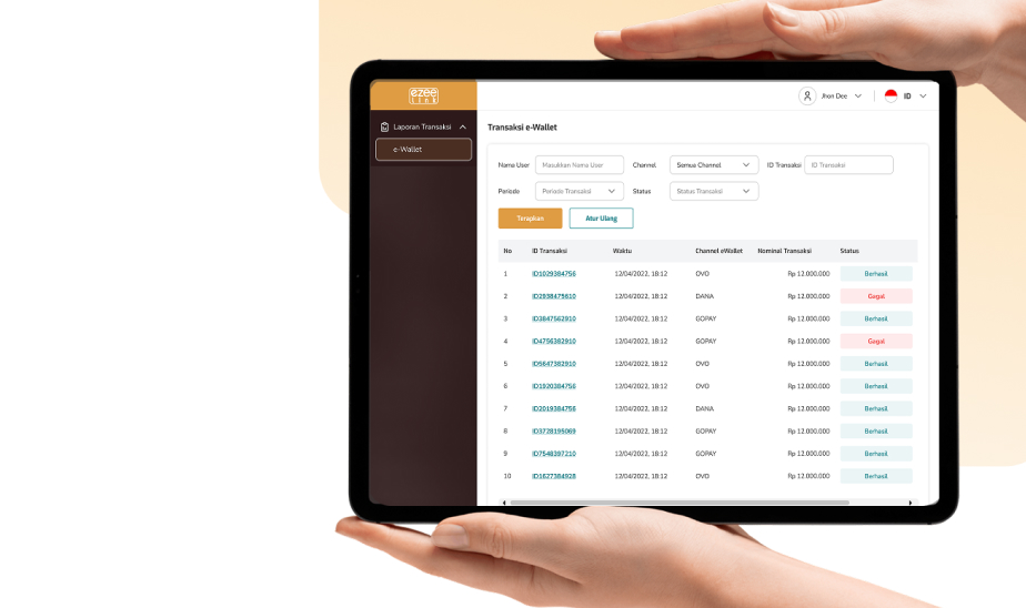 Dashboard transaksi untuk rekonsiliasi keuangan