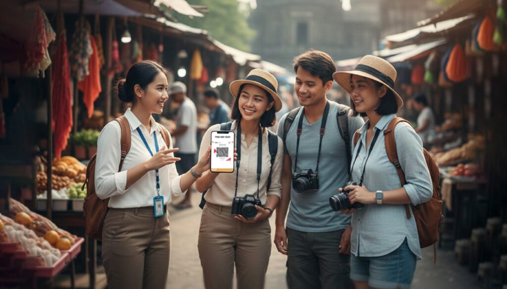 Merchant pariwisata menerima pembayaran QRIS dan UnionPay