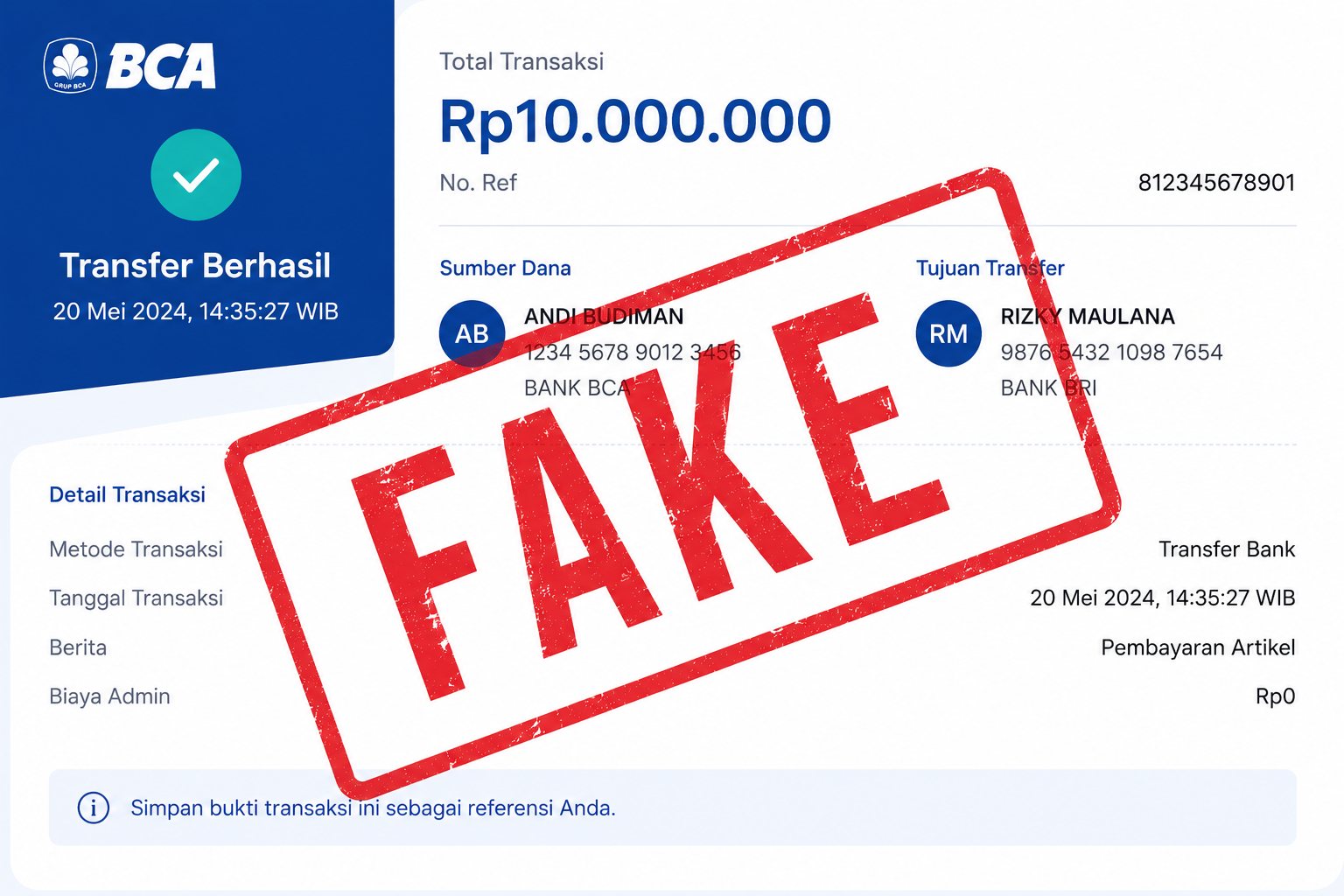 Ilustrasi kewaspadaan bisnis terhadap bukti transfer palsu