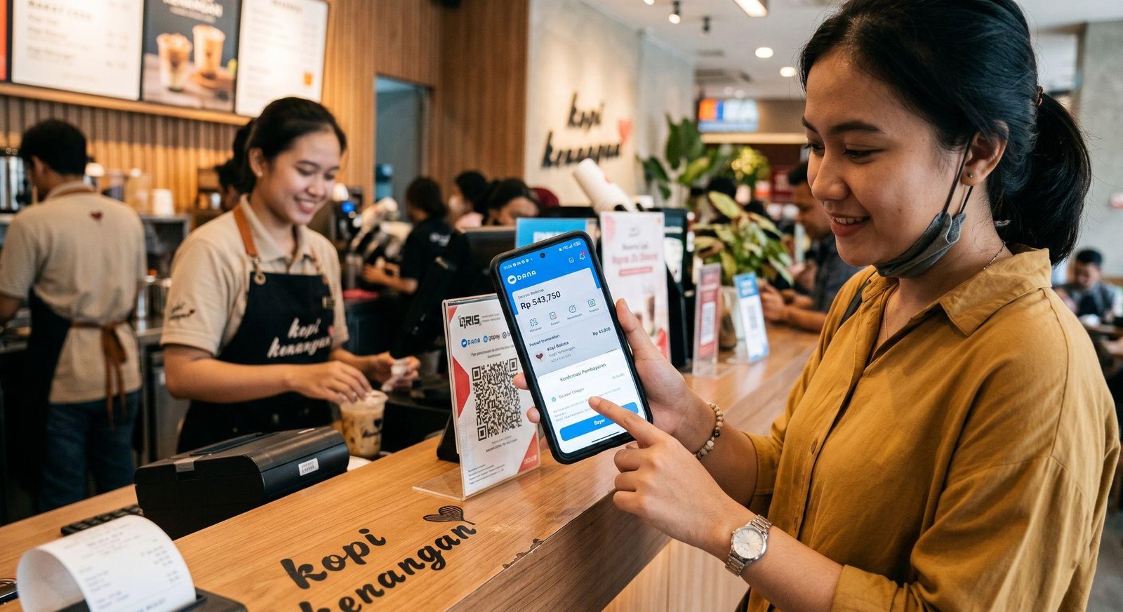 Ilustrasi e-wallet untuk transaksi harian bisnis UMKM