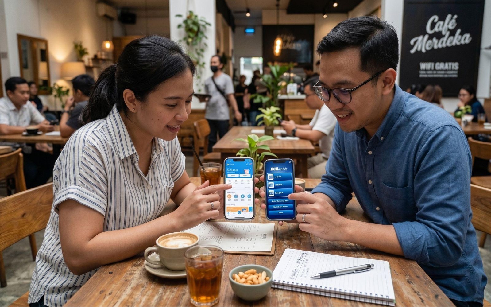 Ilustrasi perbedaan e-wallet dan mobile banking untuk UMKM