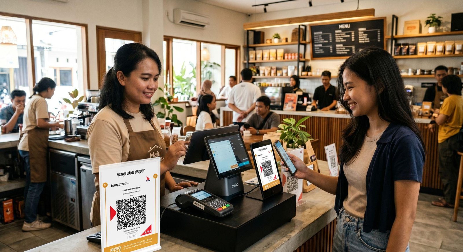 Ilustrasi sistem pembayaran digital untuk bisnis