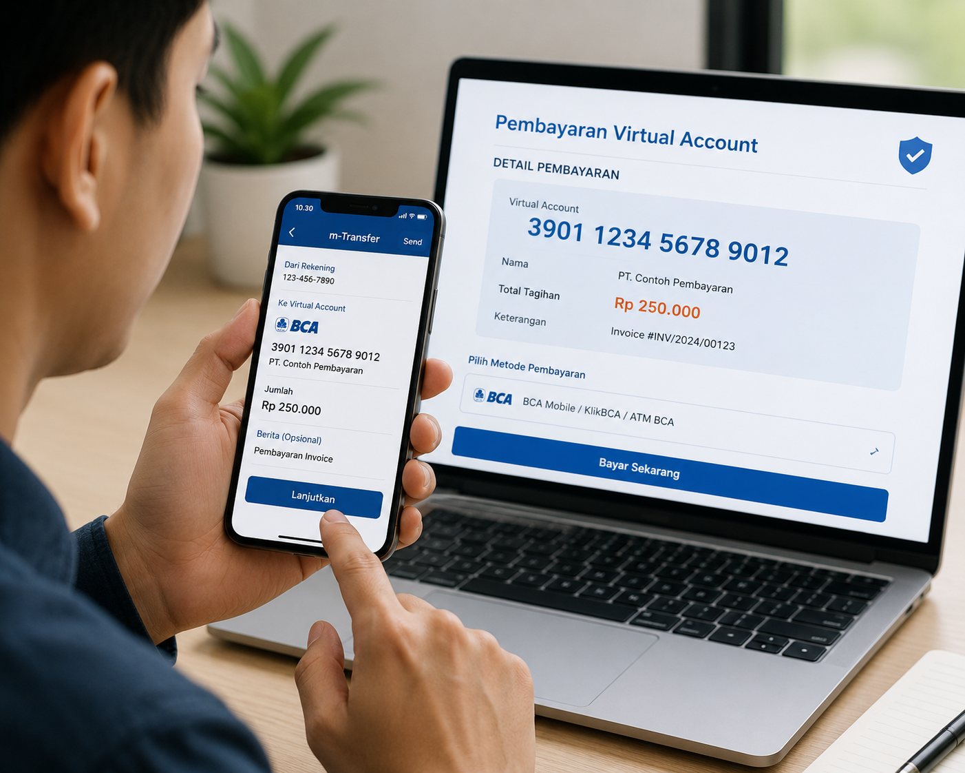 Ilustrasi virtual account untuk pembayaran bisnis