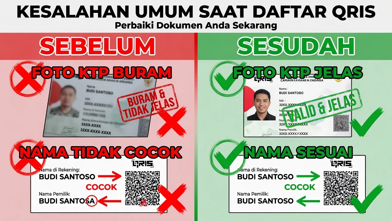 Perbandingan kesalahan umum dokumen daftar QRIS vs format yang lolos verifikasi
