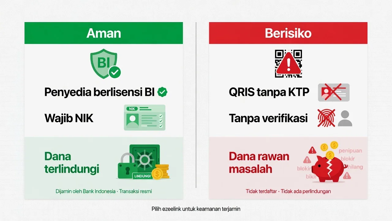 Perbandingan daftar QRIS gratis resmi vs tawaran ilegal tanpa KTP