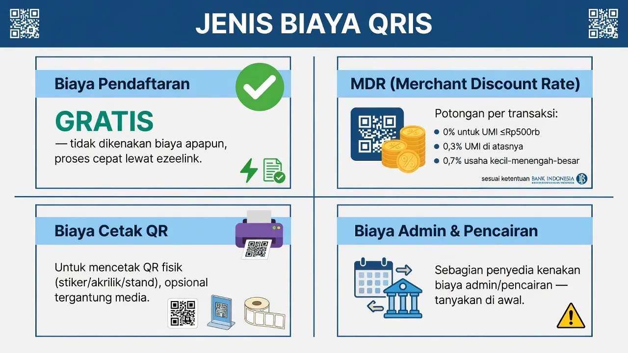 Simulasi perhitungan total biaya bulanan QRIS untuk UMKM