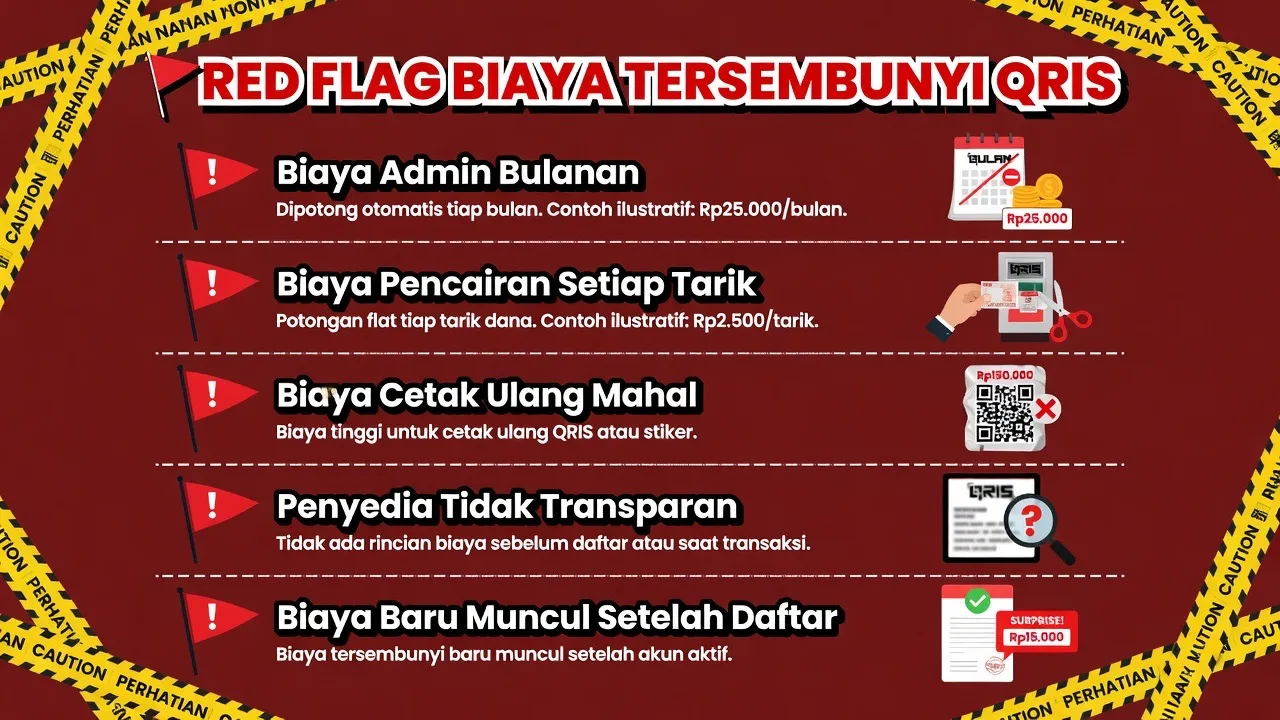 Infografis tarif MDR QRIS per kategori merchant Bank Indonesia 2026
