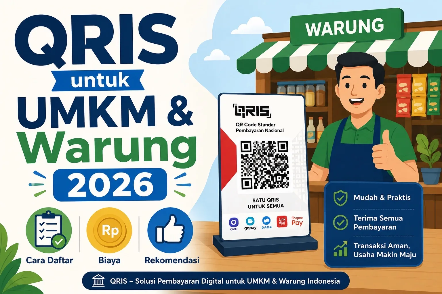 QRIS untuk UMKM dan warung — panduan daftar dan biaya 2026