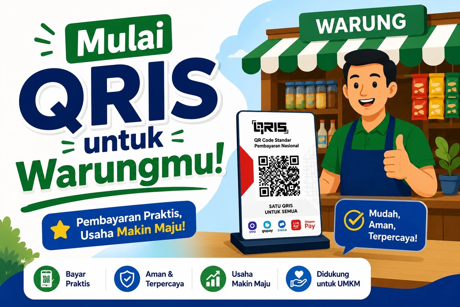 Rekomendasi jenis QRIS per tipe warung: kopi, kelontong, pedagang kaki lima