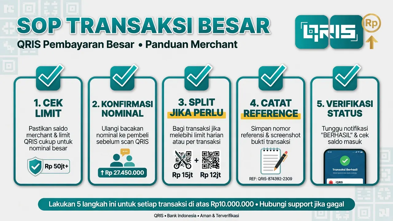 Checklist SOP merchant untuk transaksi QRIS bernominal besar