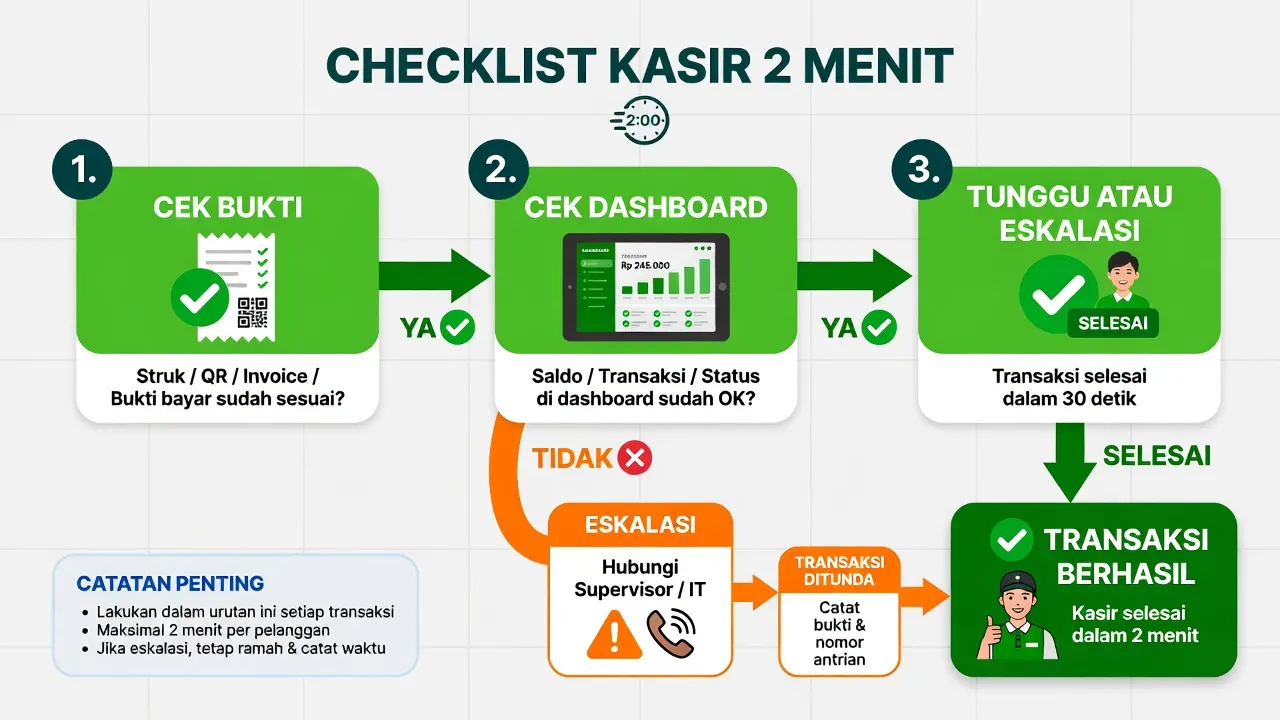 Checklist kasir 2 menit saat notifikasi QRIS tidak muncul