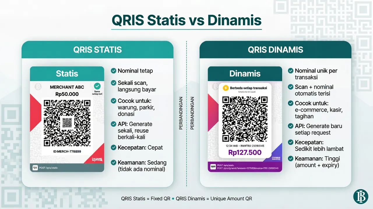 Perbandingan QRIS statis dan QRIS dinamis untuk integrasi API