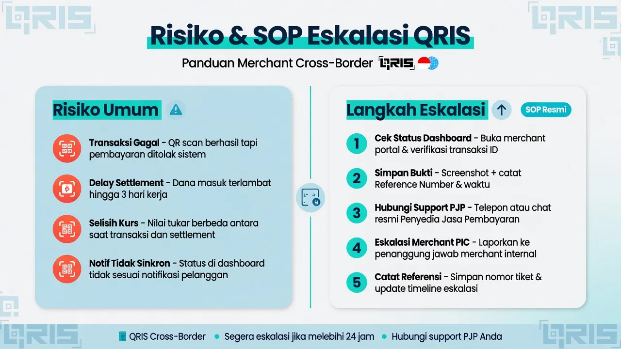 Risiko umum dan langkah eskalasi SOP untuk QRIS cross border merchant