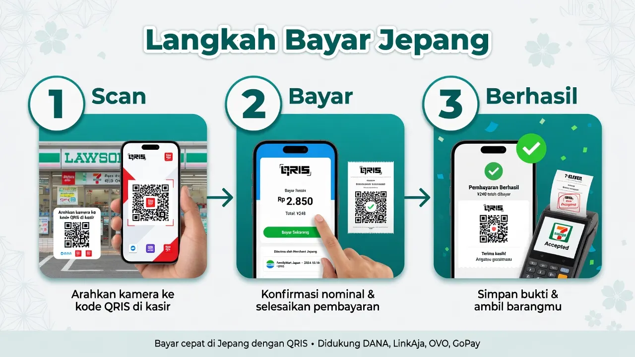 Tiga langkah bayar di Jepang: scan, bayar, berhasil