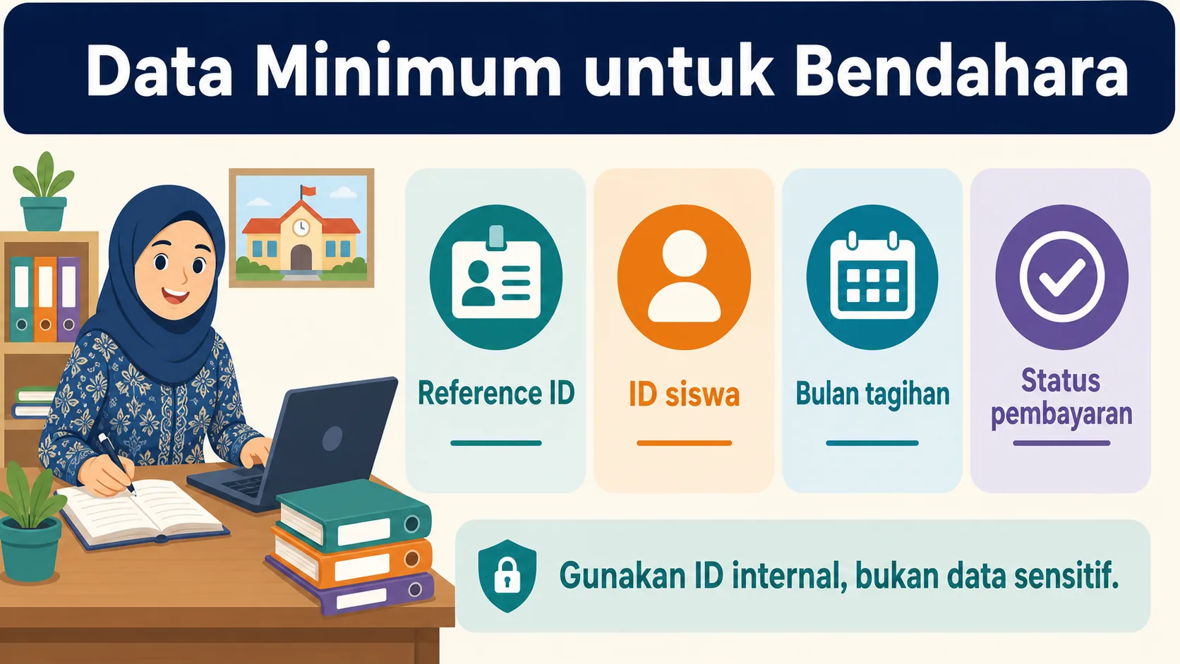 Contoh dashboard pembayaran sekolah dengan data anonim