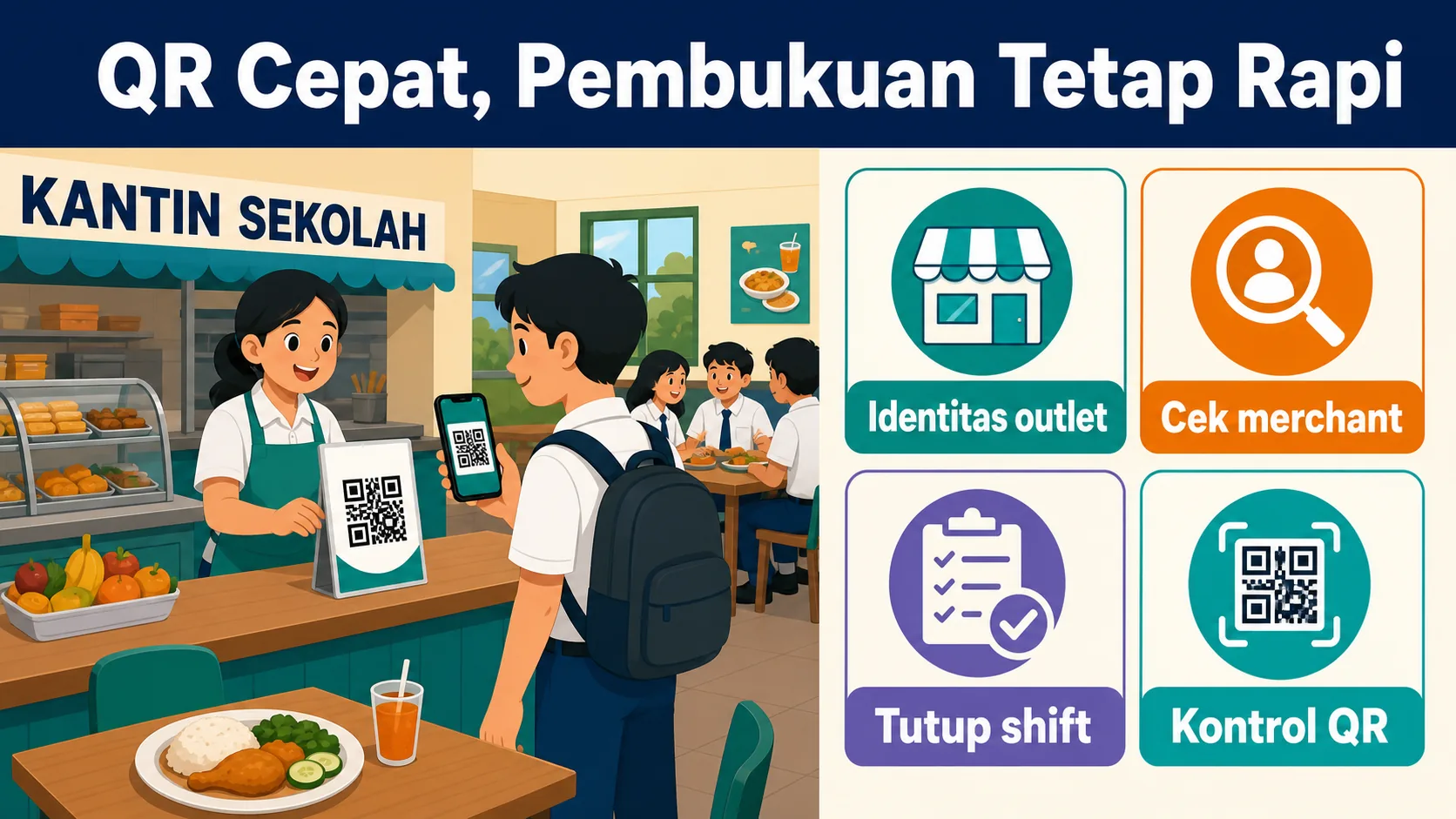 Penempatan QRIS yang aman di kantin sekolah