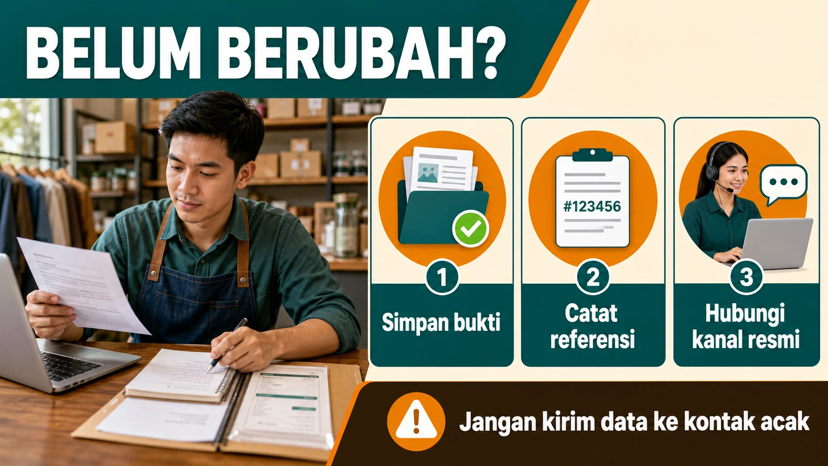 Decision tree tindak lanjut status QRIS yang belum berubah.