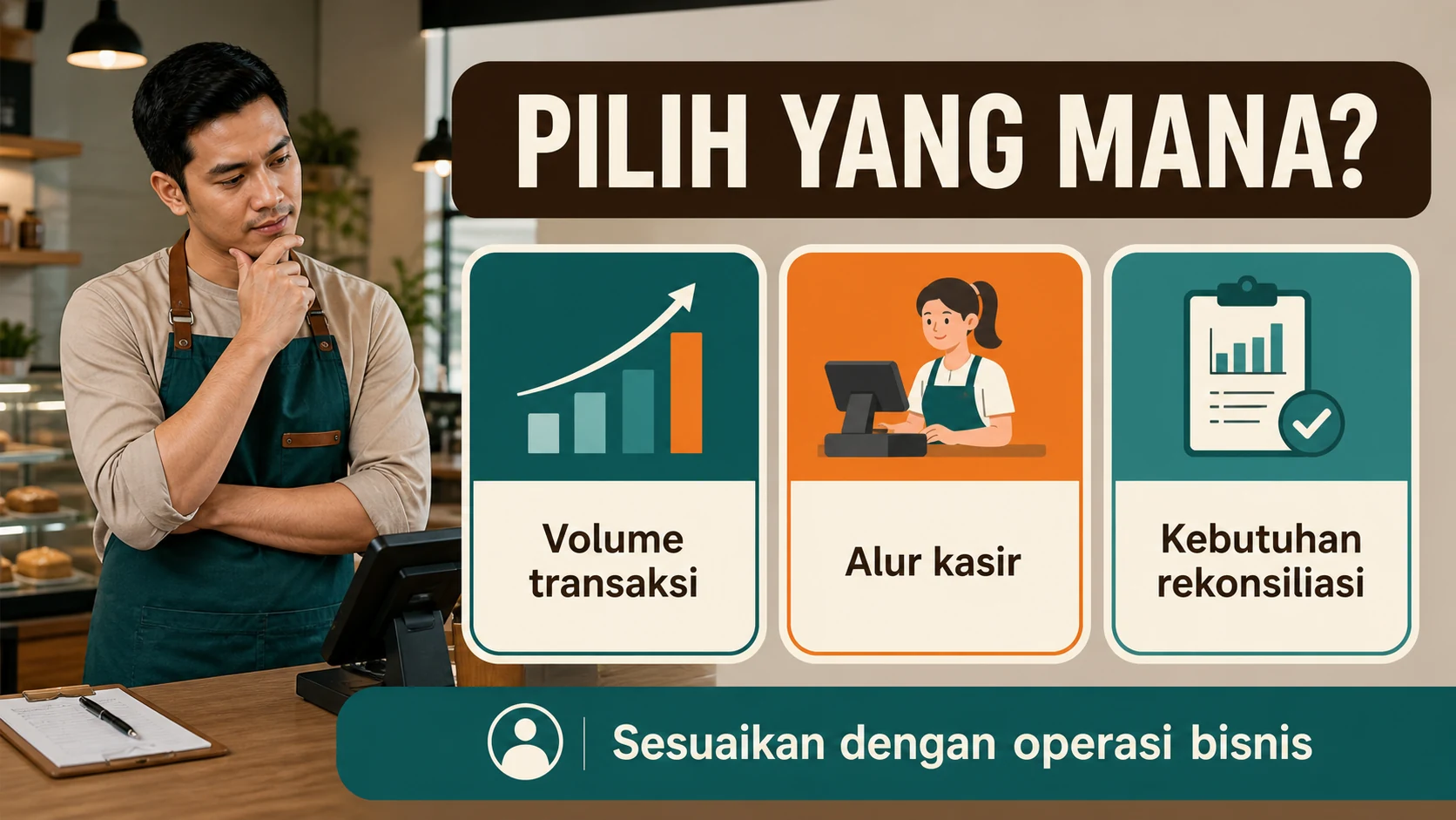 Lima pertanyaan tentang volume, perangkat, risiko nominal, laporan, dan integrasi sebelum memilih.