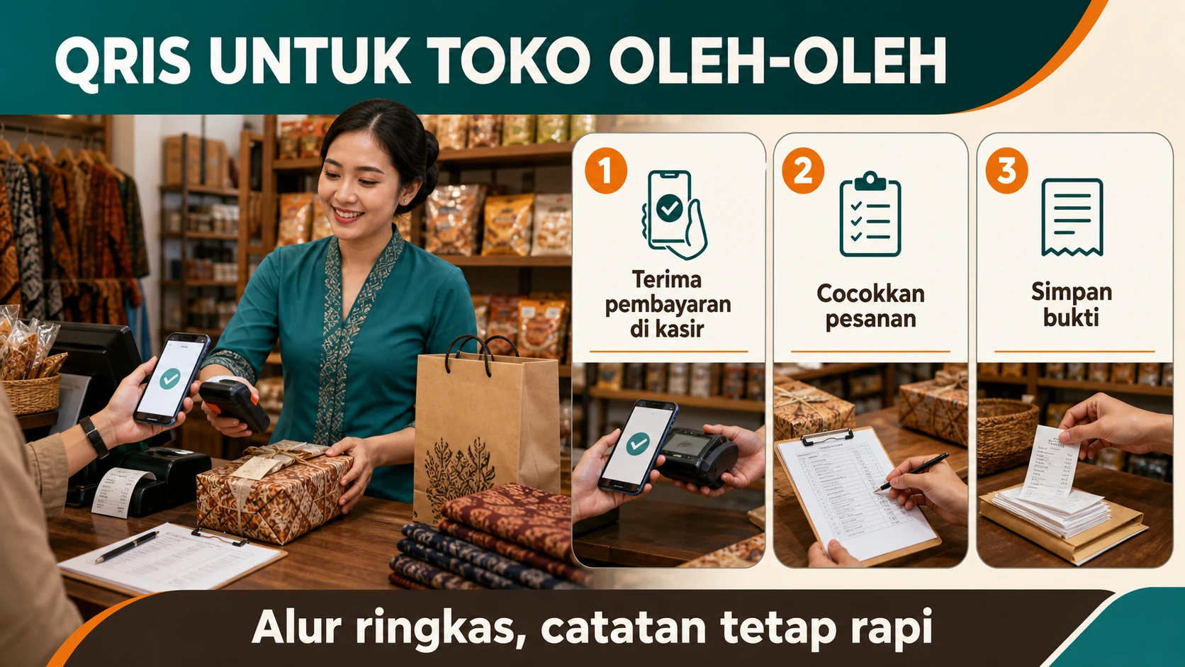 Pilihan QRIS statis atau dinamis untuk toko oleh-oleh berdasarkan volume dan alur kasir.