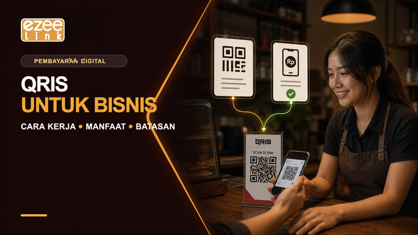 Cover QRIS sebagai metode pembayaran digital dengan alur scan, konfirmasi, dan rekonsiliasi