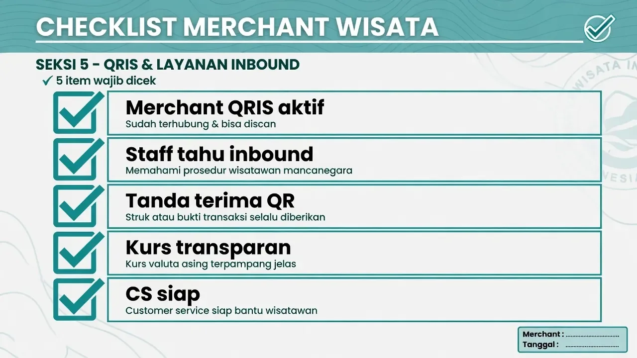 Checklist kesiapan merchant untuk transaksi QRIS lintas negara.