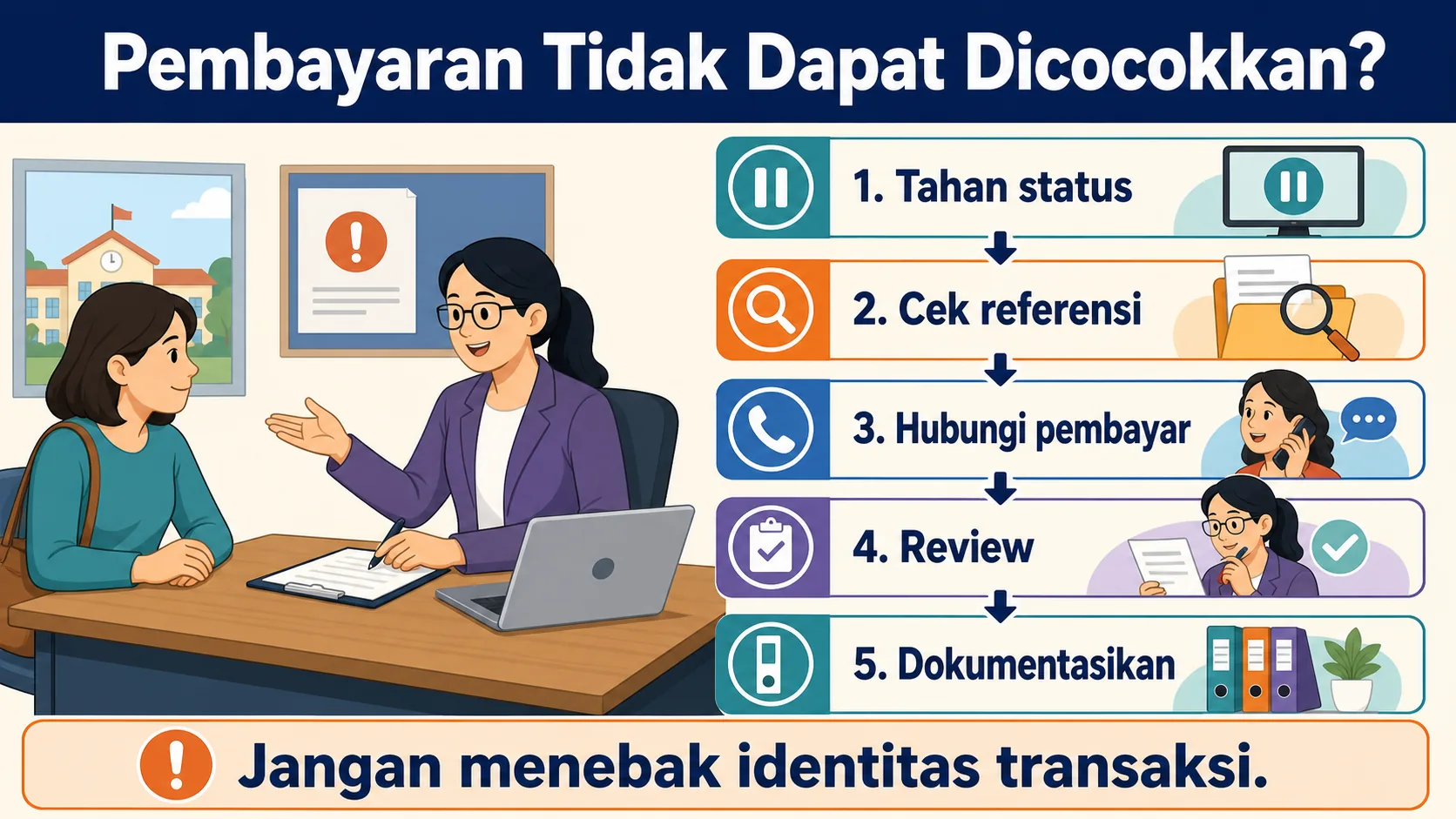 Alur menangani pembayaran sekolah yang tidak dikenali