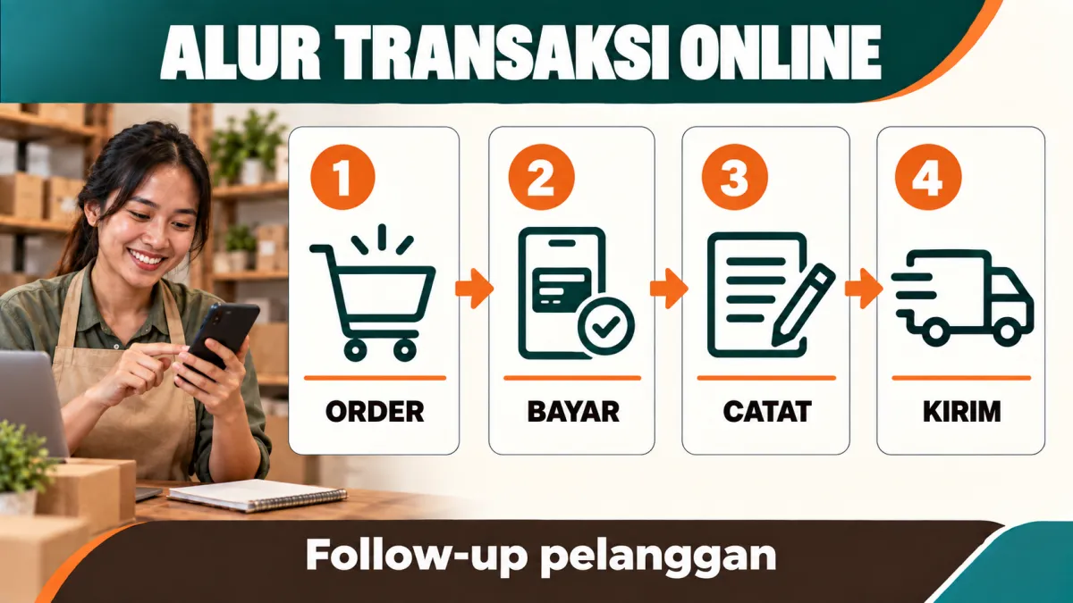 Diagram alur transaksi online dari pesanan sampai pengiriman