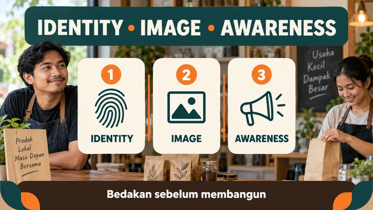 Perbandingan brand identity, brand image, dan brand awareness