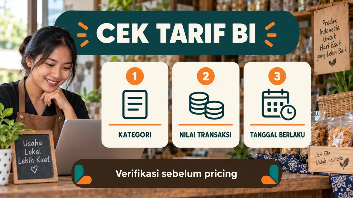 Kartu informasi bahwa kategori merchant menentukan tarif MDR QRIS