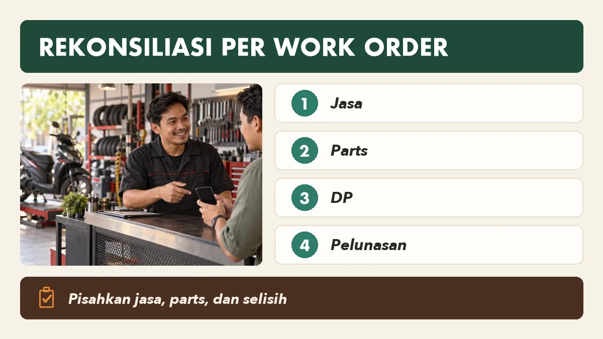 Contoh rekonsiliasi harian bengkel per nomor work order