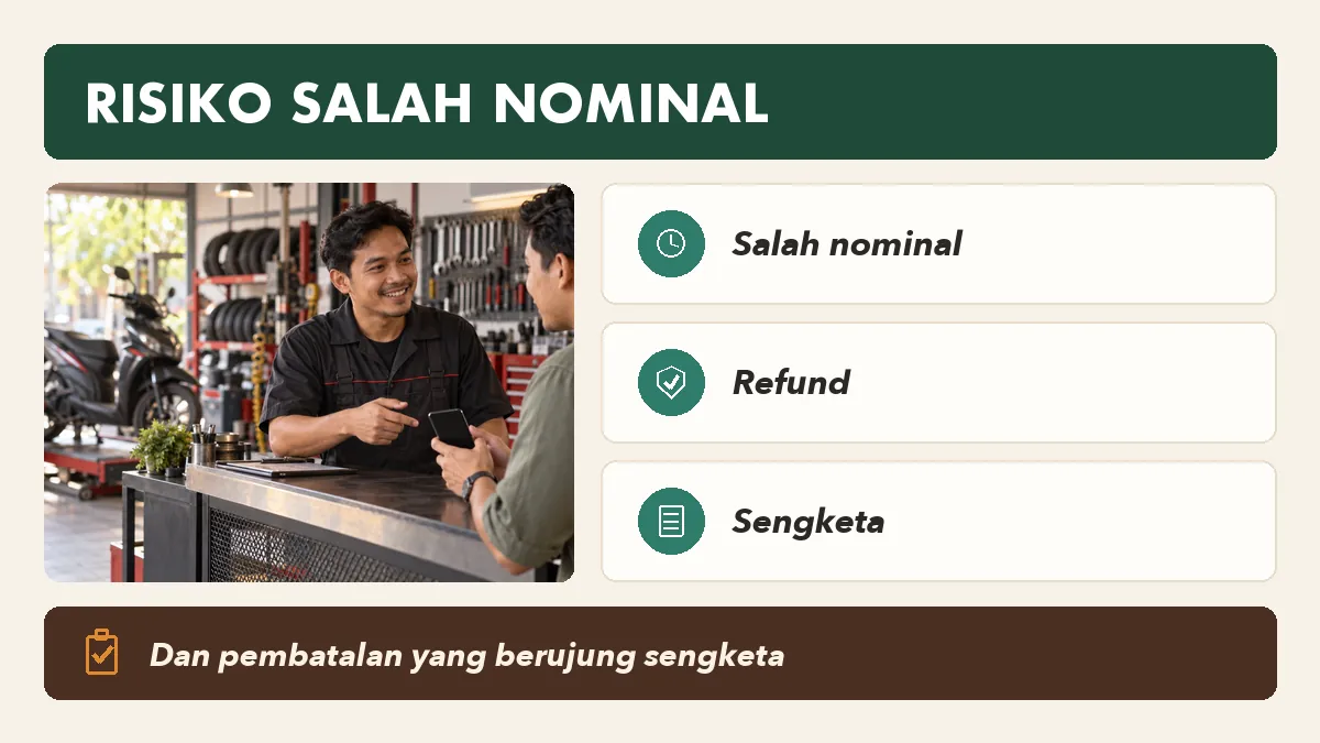 Risiko salah nominal dan refund pada pembayaran QRIS bengkel