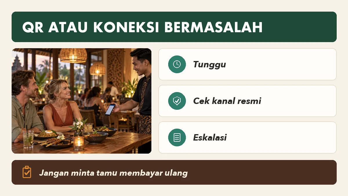 Panduan tindakan saat QR gagal dipindai atau status transaksi belum muncul