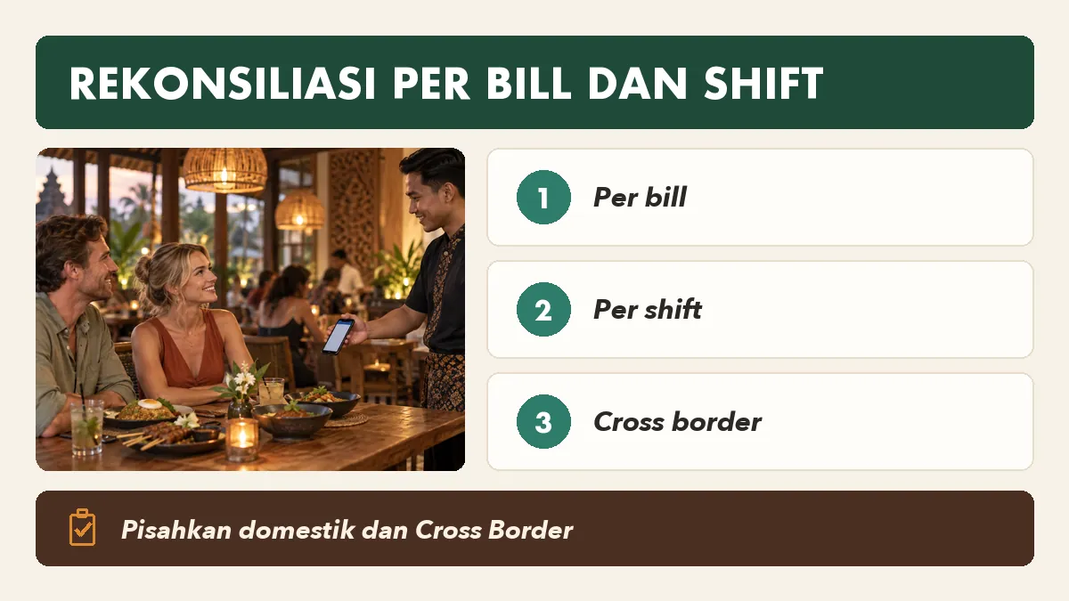 Contoh rekonsiliasi per bill dan per shift di restoran
