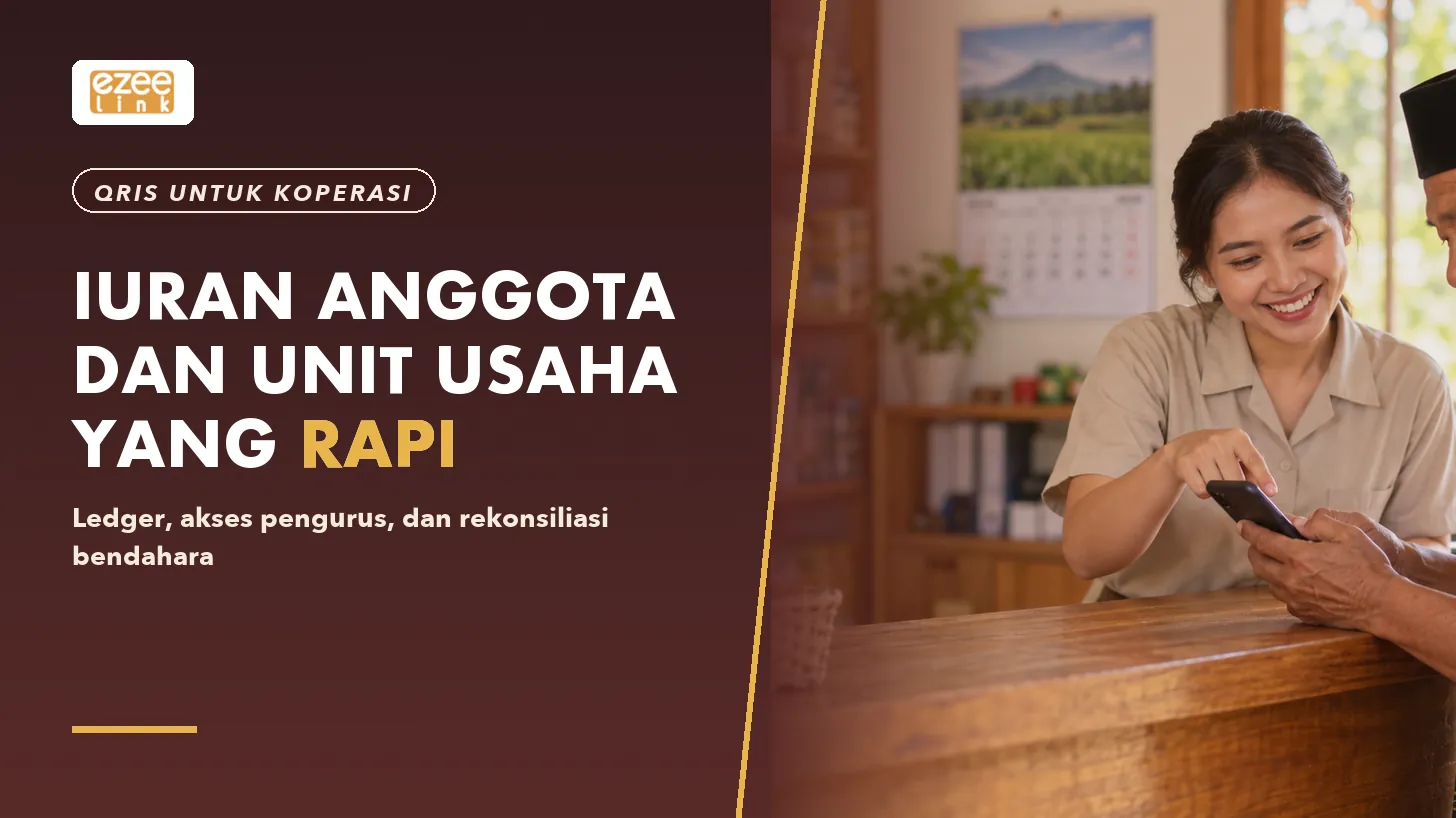 Ilustrasi alur iuran anggota dan unit usaha koperasi dengan QRIS
