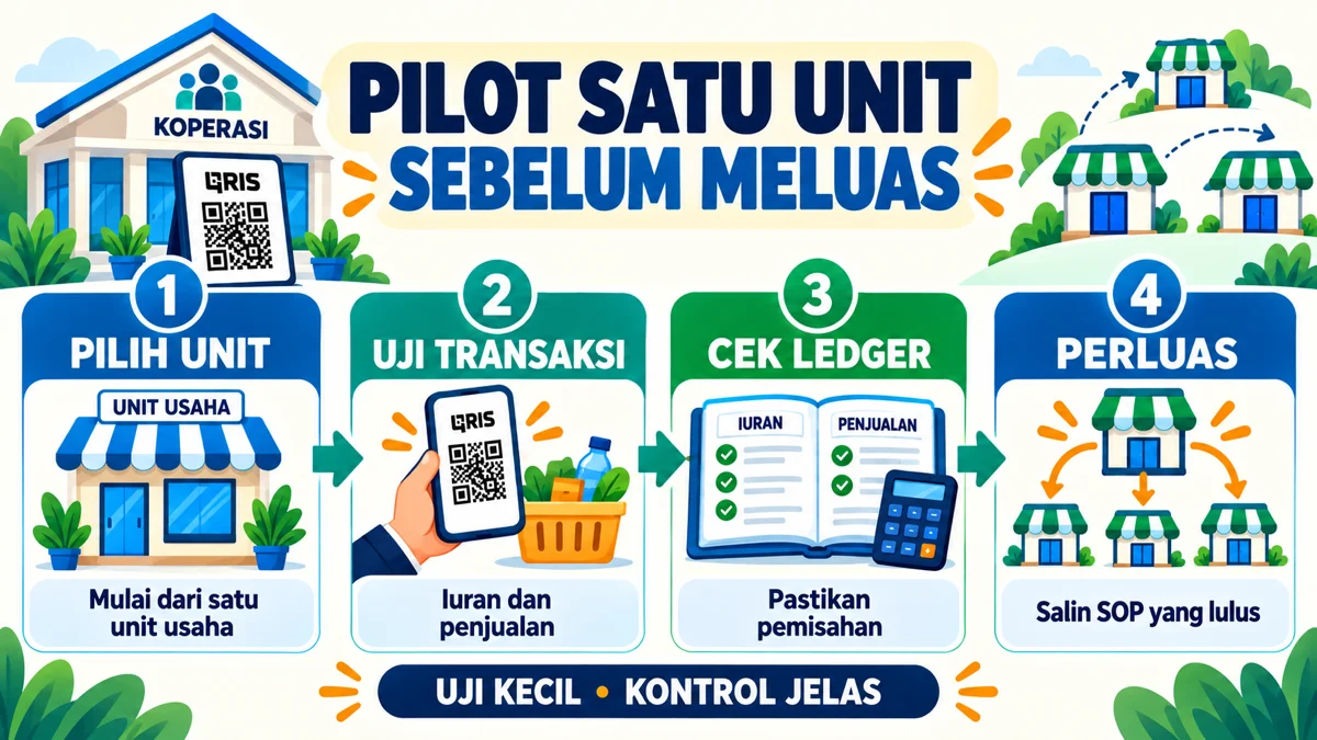 Checklist pilot QRIS koperasi pada satu unit sebelum diterapkan menyeluruh