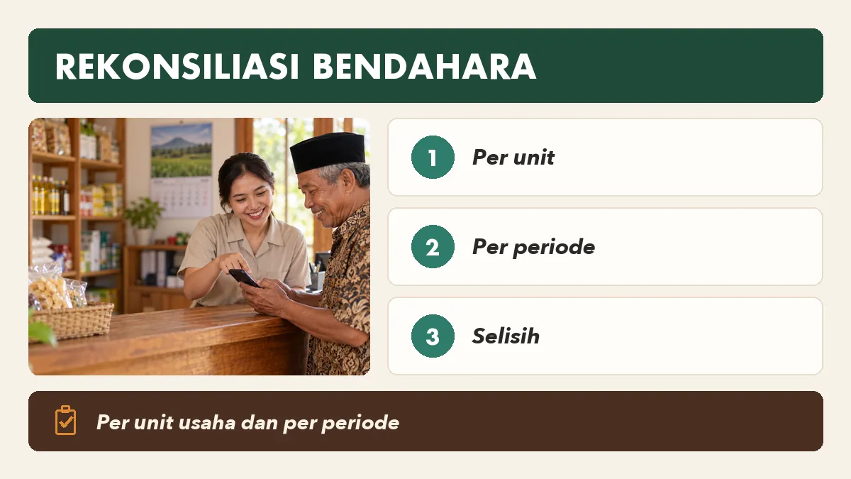 Contoh rekonsiliasi bendahara per unit usaha dan iuran anggota