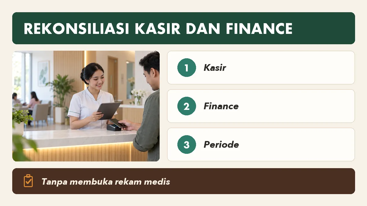 Contoh rekonsiliasi kasir dan finance klinik tanpa data medis