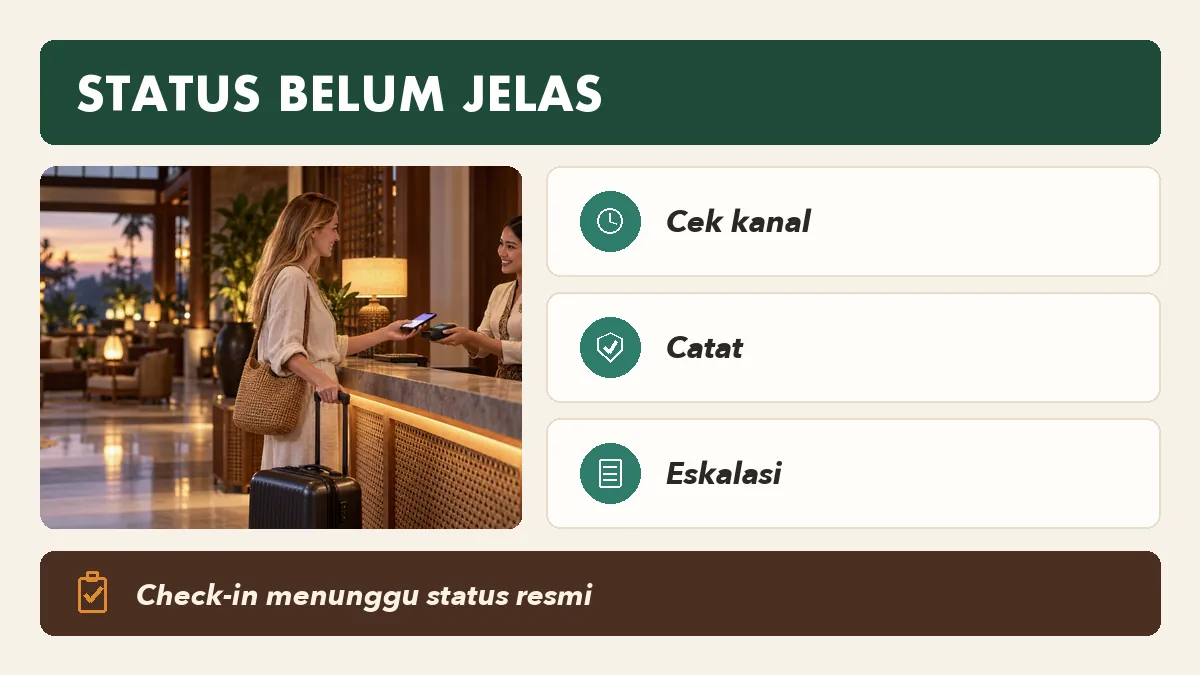 Panduan front desk saat status transaksi tamu asing belum jelas